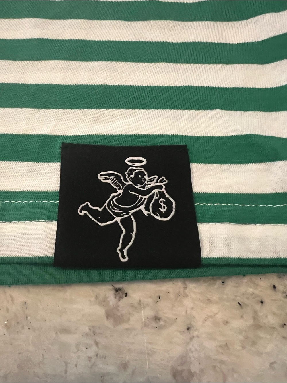 Hasta Meurte Green & White Striped Graphic Tee with Pablo Escobar “Hustle Daily - Picture 4 of 9